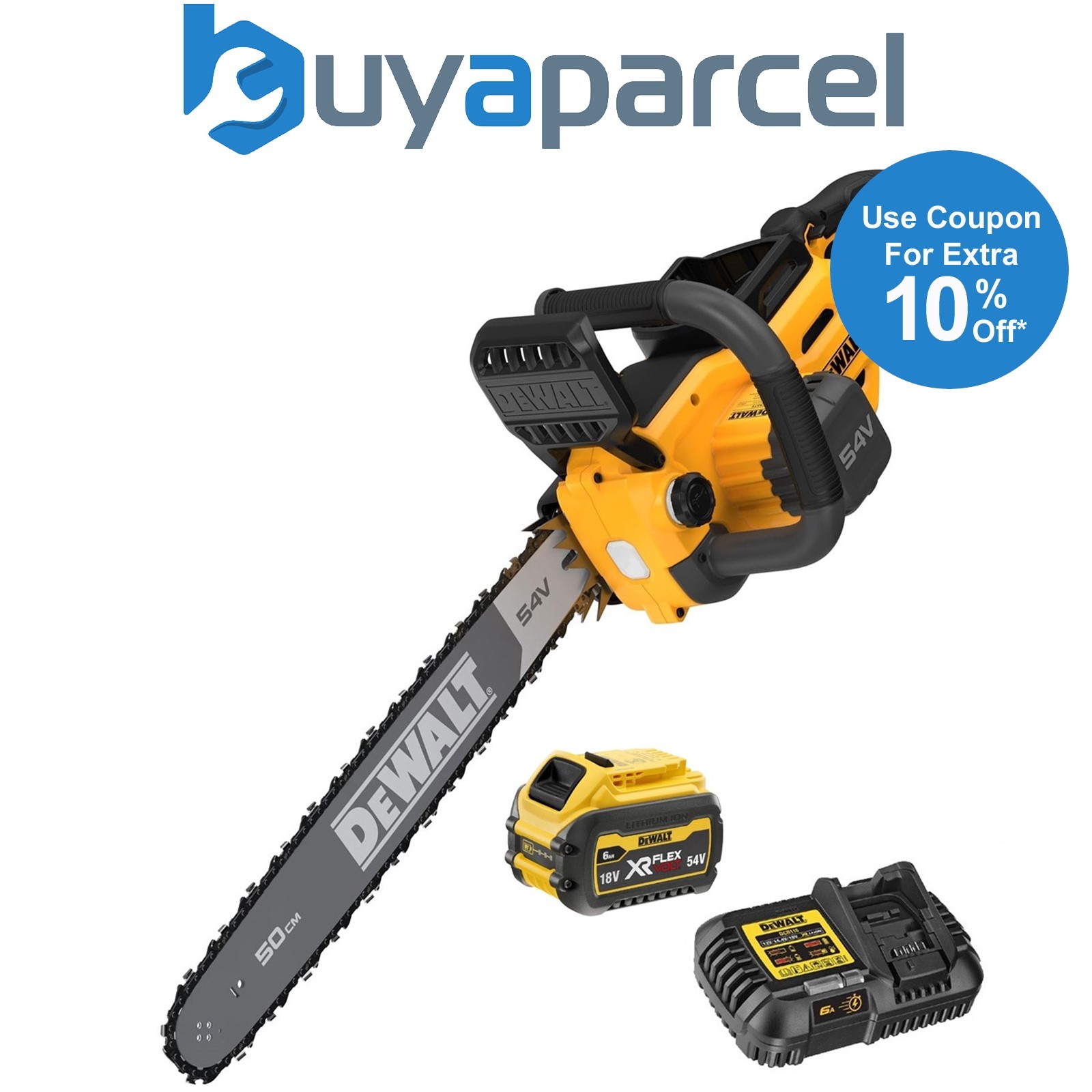 Dewalt DCMCS575T1 XR FlexVolt Chainsaw Brushless 50cm Bar 54V 1 x 6ah Battery