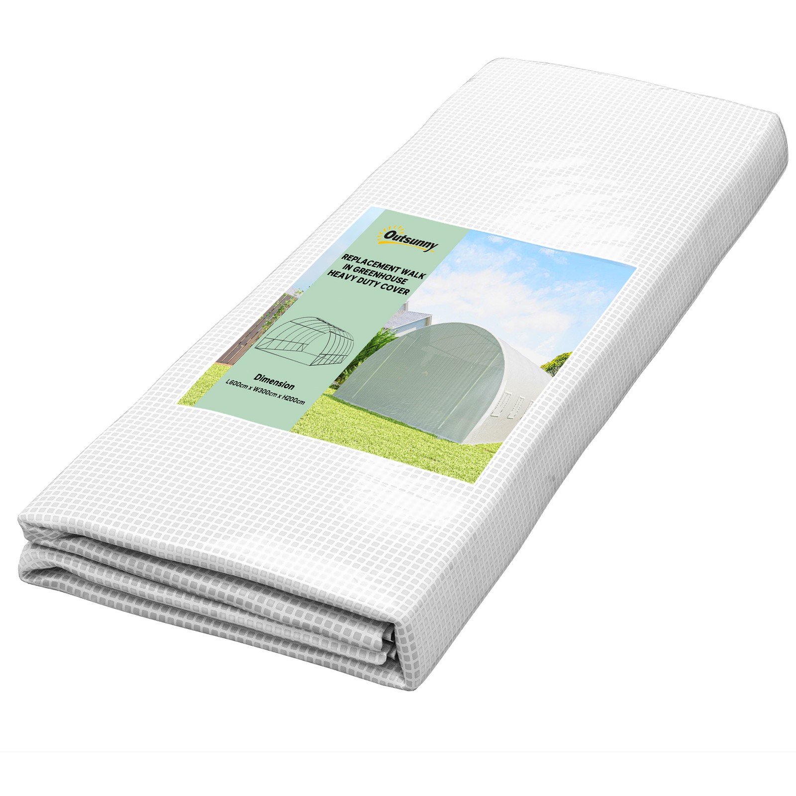 Outsunny 6x3x2m Greenhouse Replacement Cover ONLY for Tunnel Greenhouse White