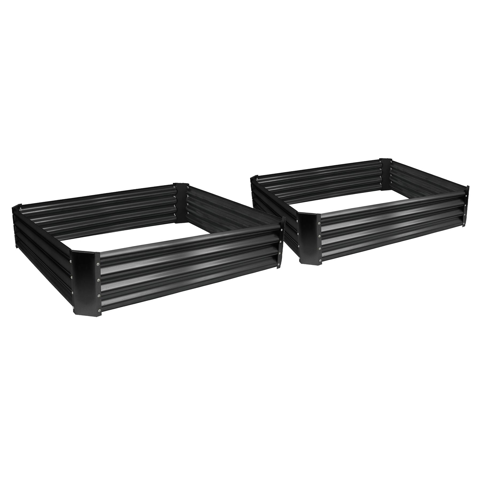 2x Anthracite 120cm x 120cm Square Galvanised Steel Raised Garden Beds Planter