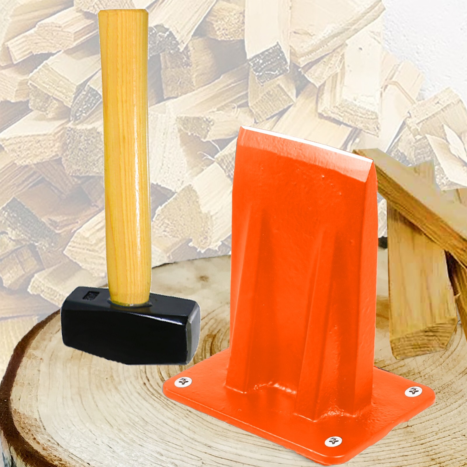 Kindling Splitter Lump Hammer Log Firewood Wood Splitting High Visibility Chisel