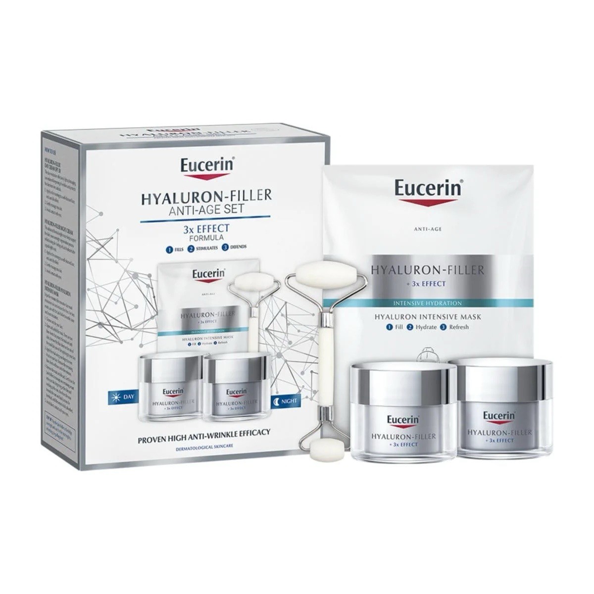 Eucerin Hyaluron-Filler Anti-Age Set 3x Effect Formula-Fills, Stimulates+Defends