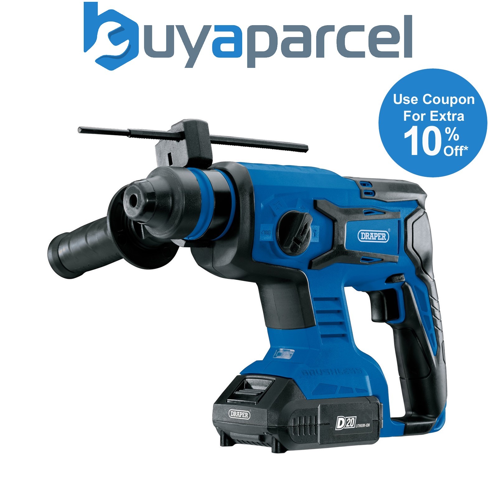 Draper 00592 D20 20V Brushless SDS+ Rotary Hammer Drill, 2 x 2.0Ah Batteries, 1