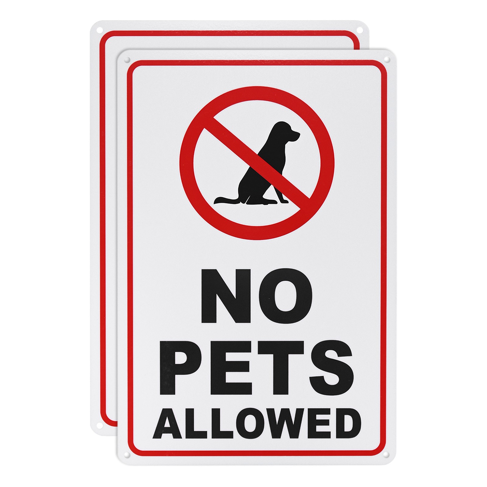 2-Pack No Pets Allowed Sign, 14" No Dog Sign for Garden/Pool [Black on White]
