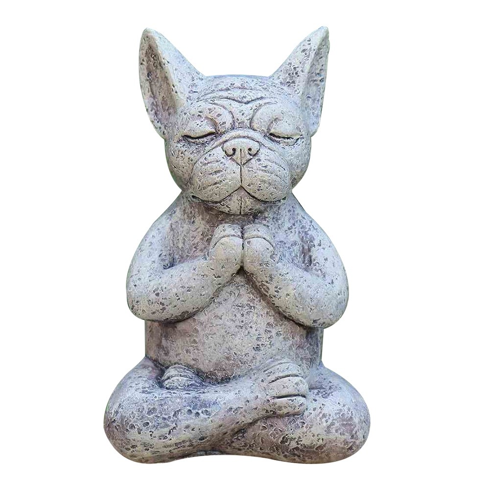 3X(Resin Dog Statue Buddha Meditating Bulldog Resin Ornament,Yoga Bulldog9307