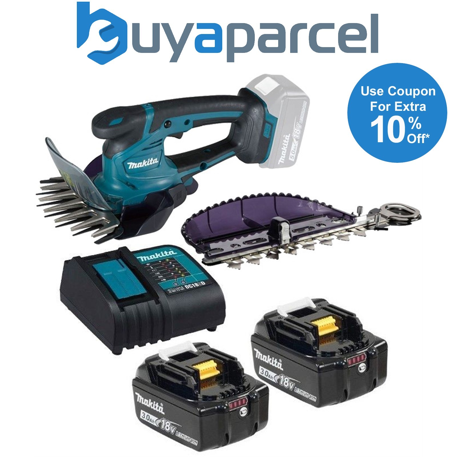 Makita DUM604 LXT 18v Li-Ion Cordless Grass Shear Cutter Trimmer 2 X 3.0ah