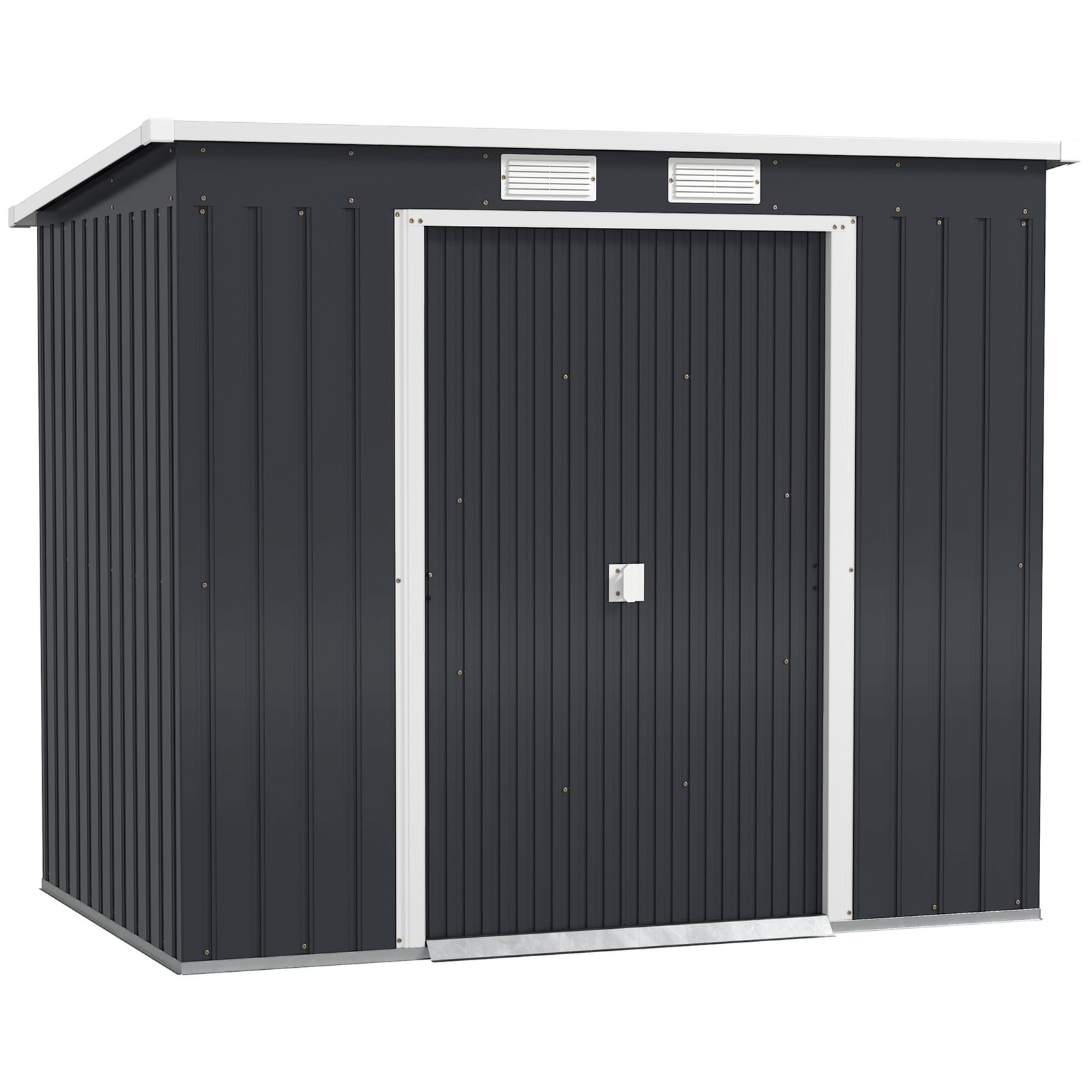 Outsunny 7 x 4ft Metal Garden Storage Shed w/ Double Door Dark Grey
