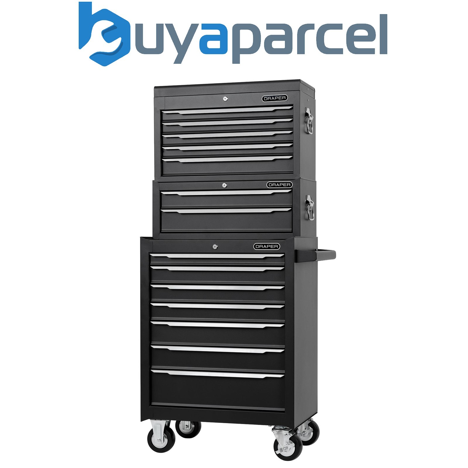 Draper 29455 Combined Roller Cabinet, Mid Tool Chest and Tool Chest, 14 Drawers,