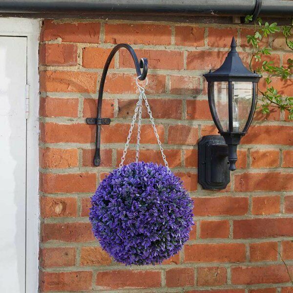Artificial Topiary Ball Garden Violet Hanging Chain Faux Outdoor Decoration 30cm