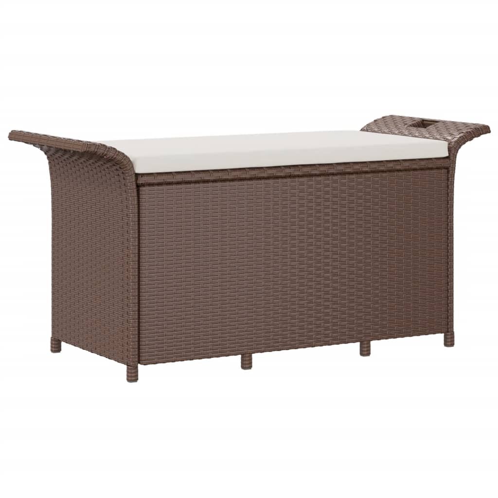 Garden Bench Patio Outdoor Seat with Cushion Brown Poly Rattan vidaXL
