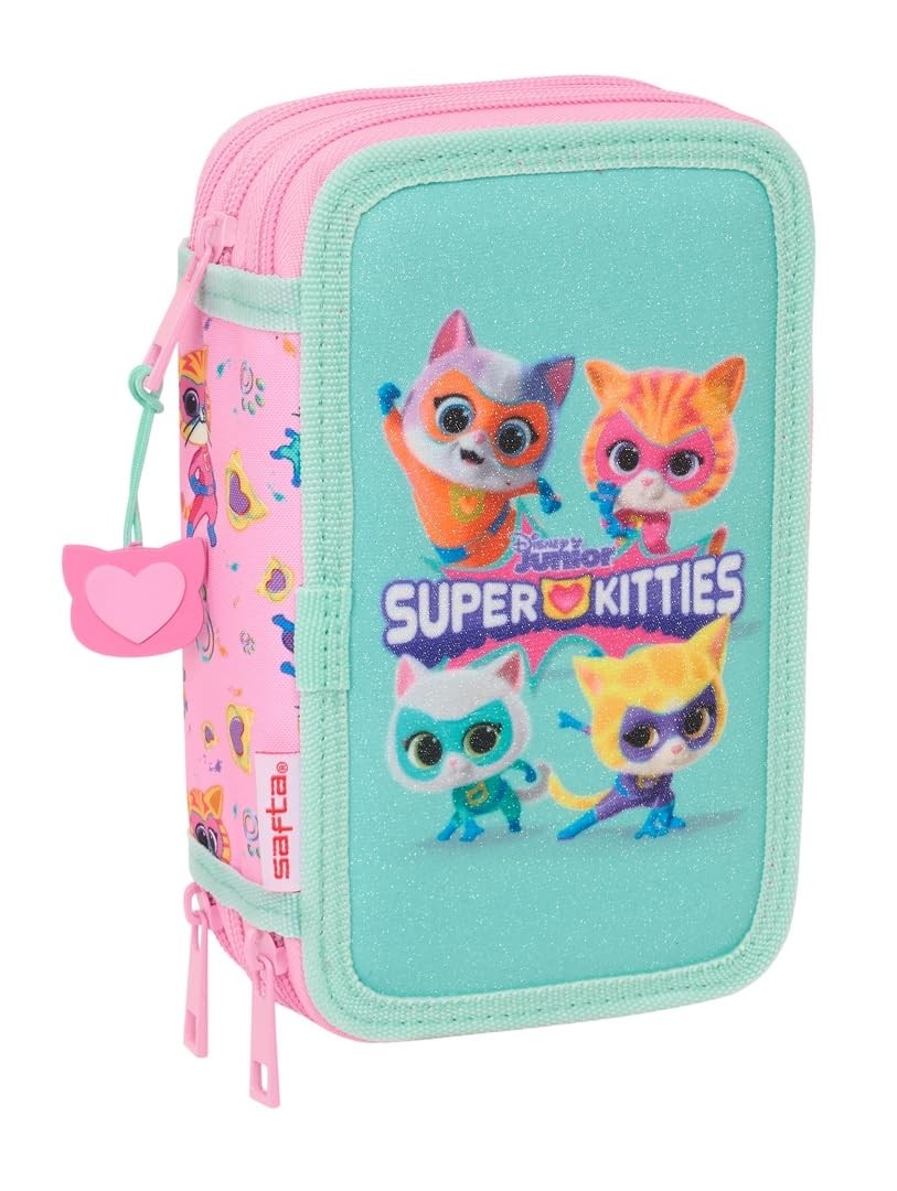 Safta SUPERKITTIES – School Pencil Case with 37 Tools Included, Children's Penci