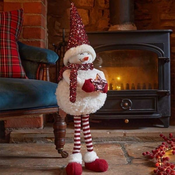 Christmas Snowman Large Decoration Santa Hat Xmas Ornament 70cm Soft Plush Red