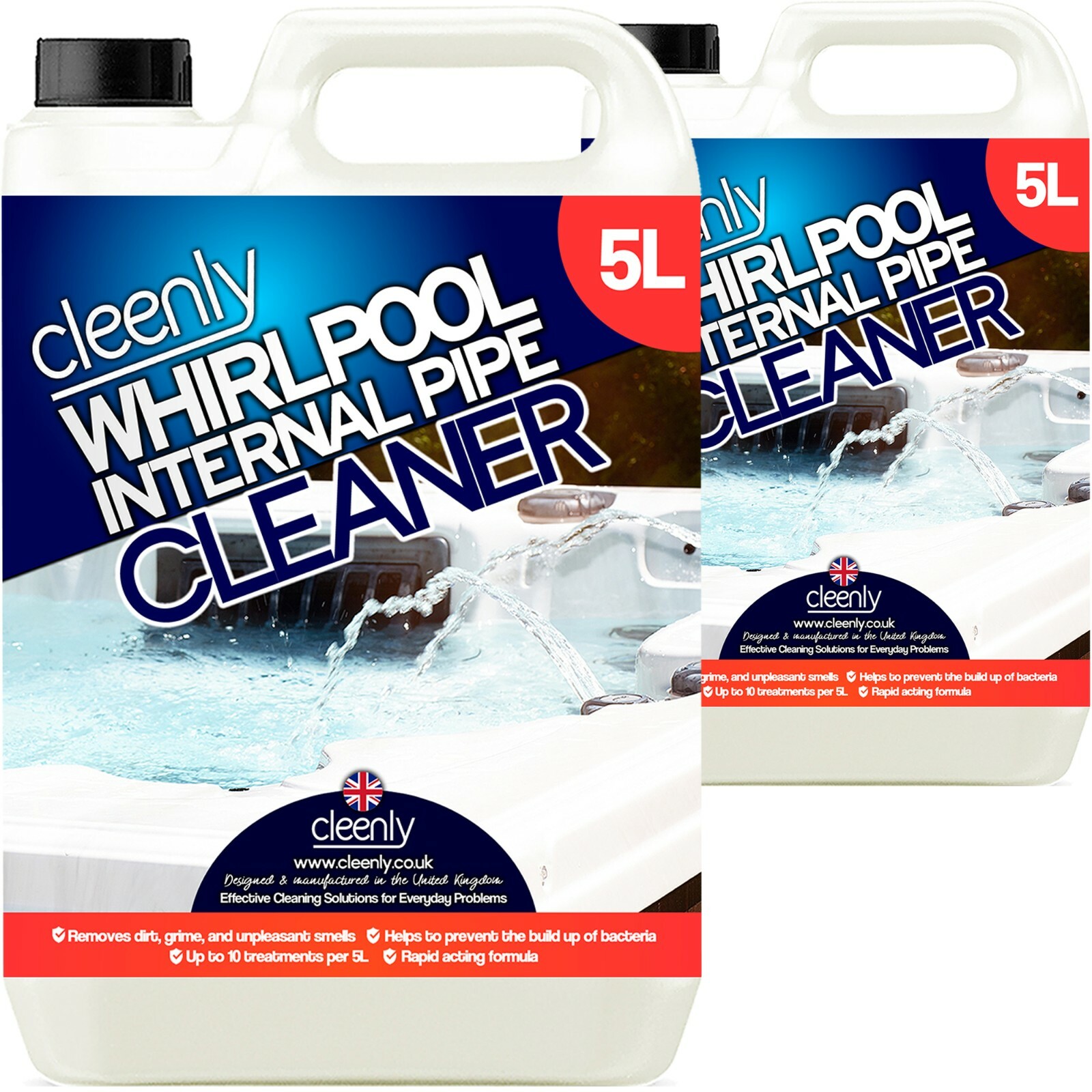 Cleenly Hygienic Whirlpool and Hot Tub Spa Bath Internal Pipe Cleaner 2 x 5L