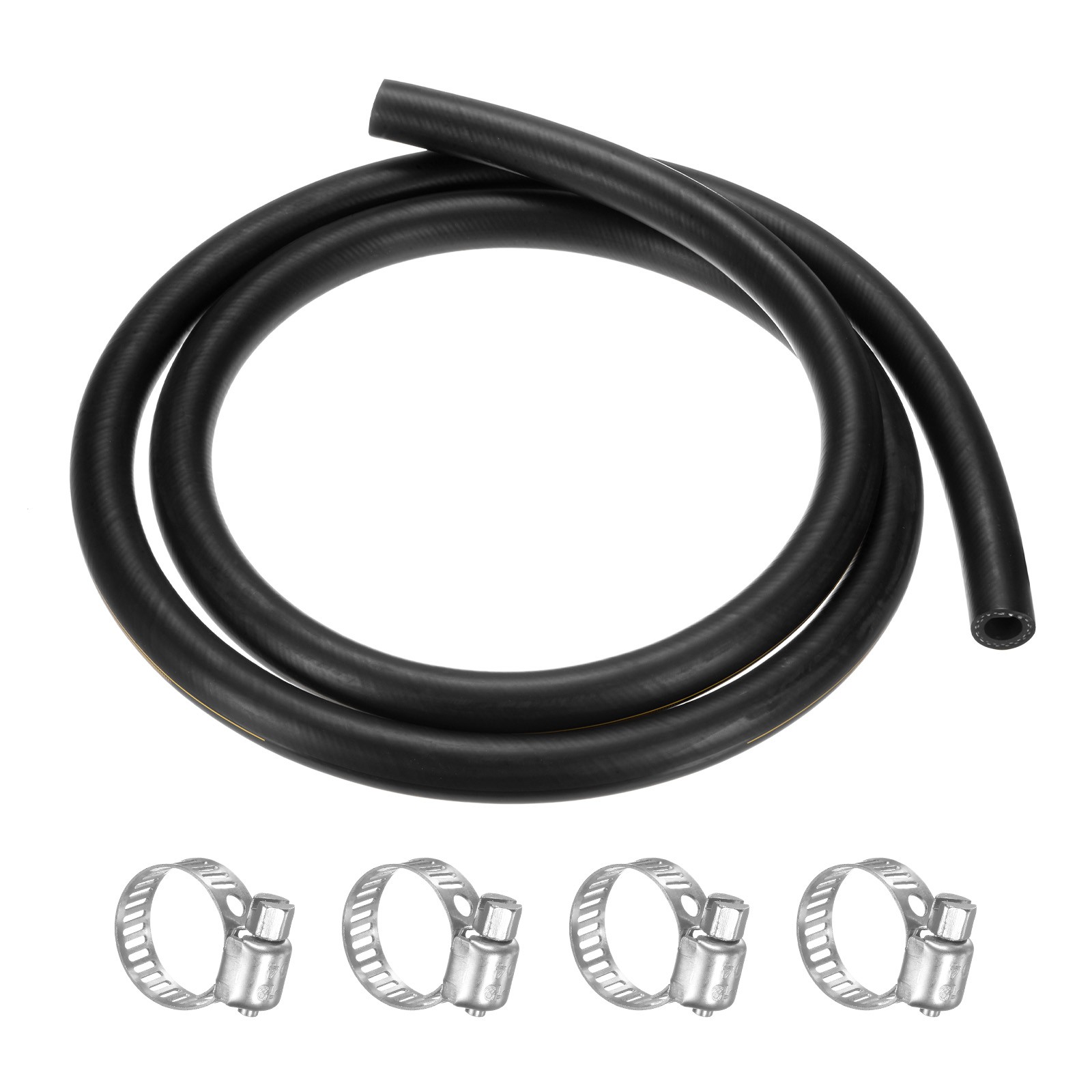 Fuel Line Hose 10mm ID 17mm OD 4.9ft NBR Rubber 302℉ with 4pcs Clamps