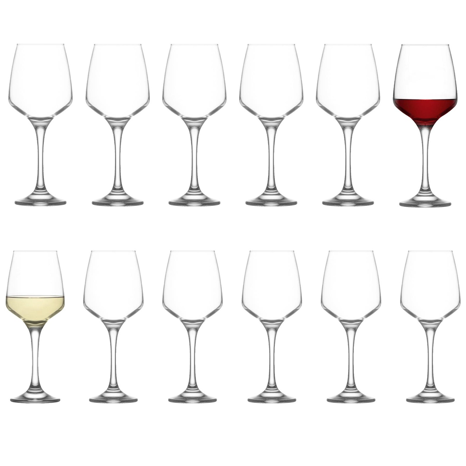 12pc LAV Lal Wine Glasses Set Large Glass Red White Rose Long Stem Party Set