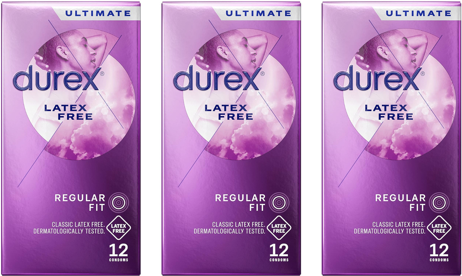 Durex Latex Free 12 Pack Condoms Lubricated (3 Boxes of 12) 36 Condoms