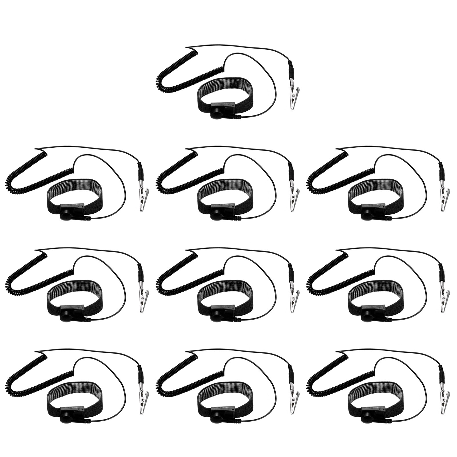10Pcs Anti Static Wrist Strap Black 7.9" Perimeter Length 1.8M