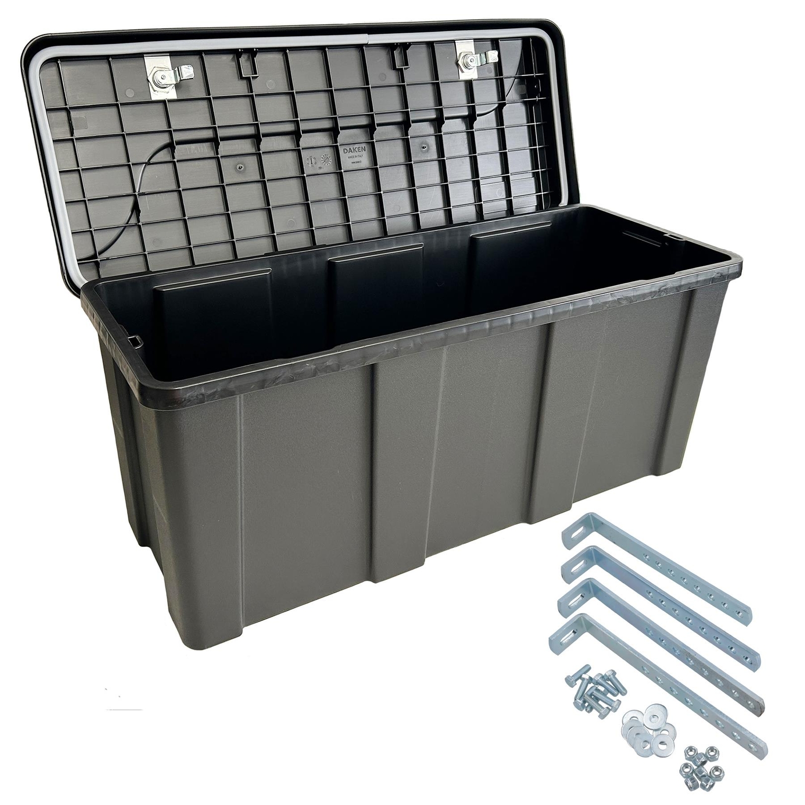 Medium Trailer Plastic Lockable Tool Box Locker Storage + Body Panel Fixing Kit