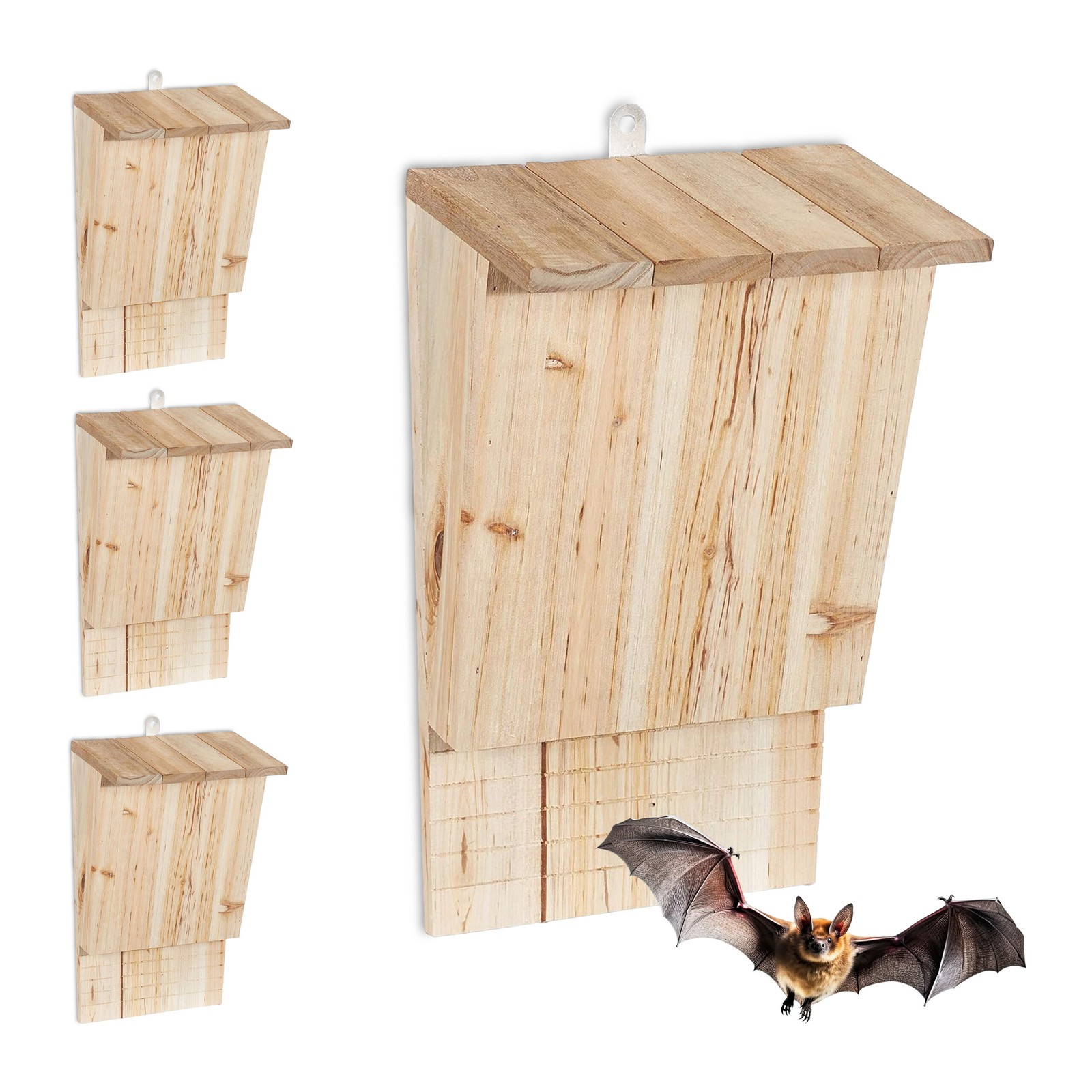 Bat box Bat house Wooden bat shelter 4-piece set