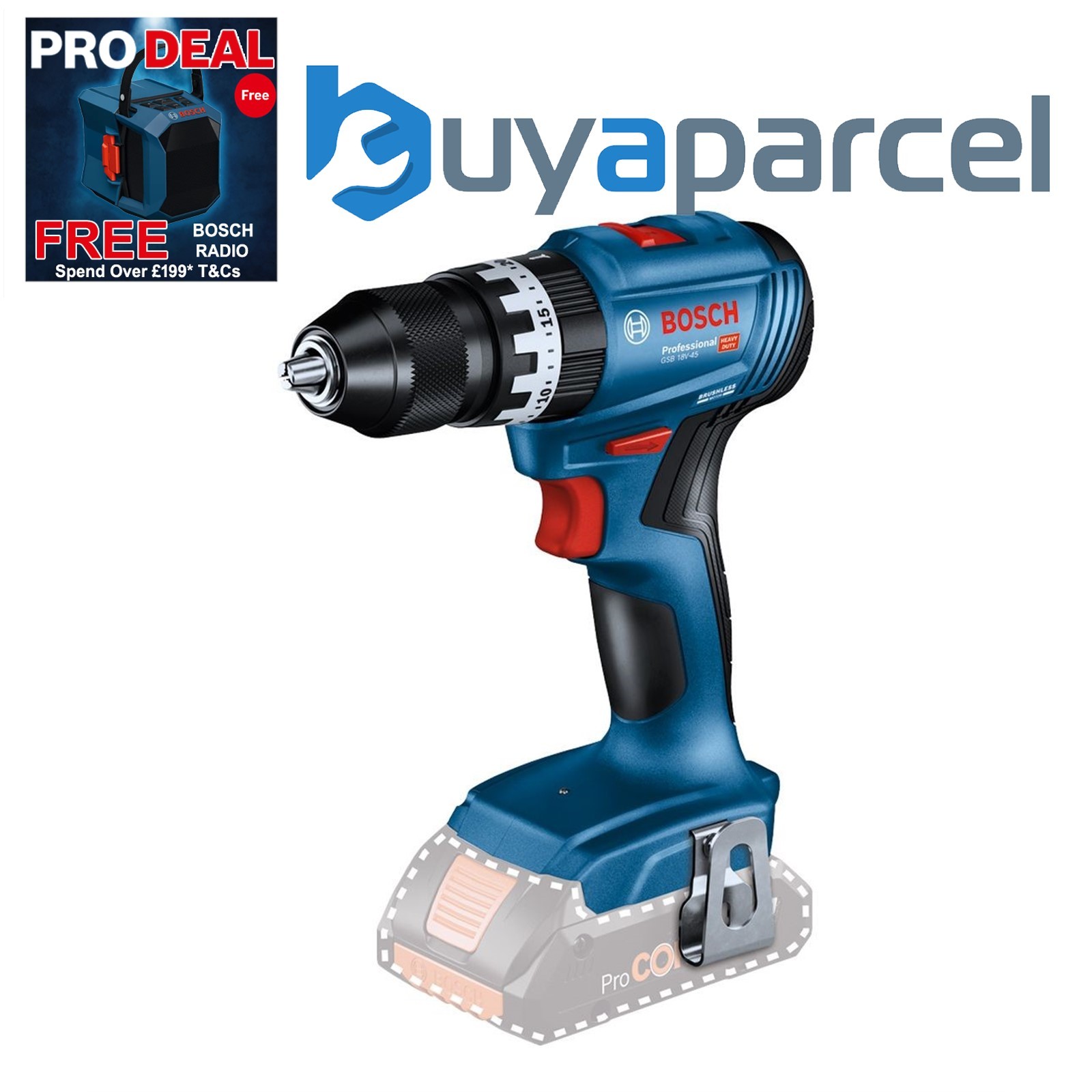 Bosch 18v GSB 18V-45 Brushless Combi Hammer Drill GSB18 - Bare Tool GSB18V45N
