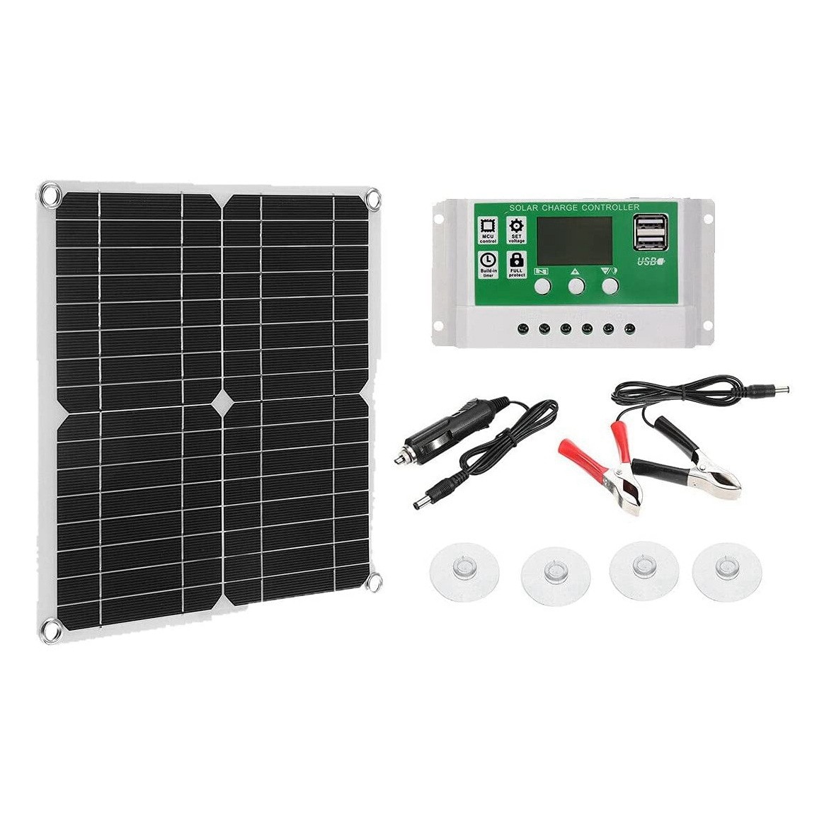 12W Solar Panel Kit 50A 12V Battery with Controller Caravan Boat Y8Q68936