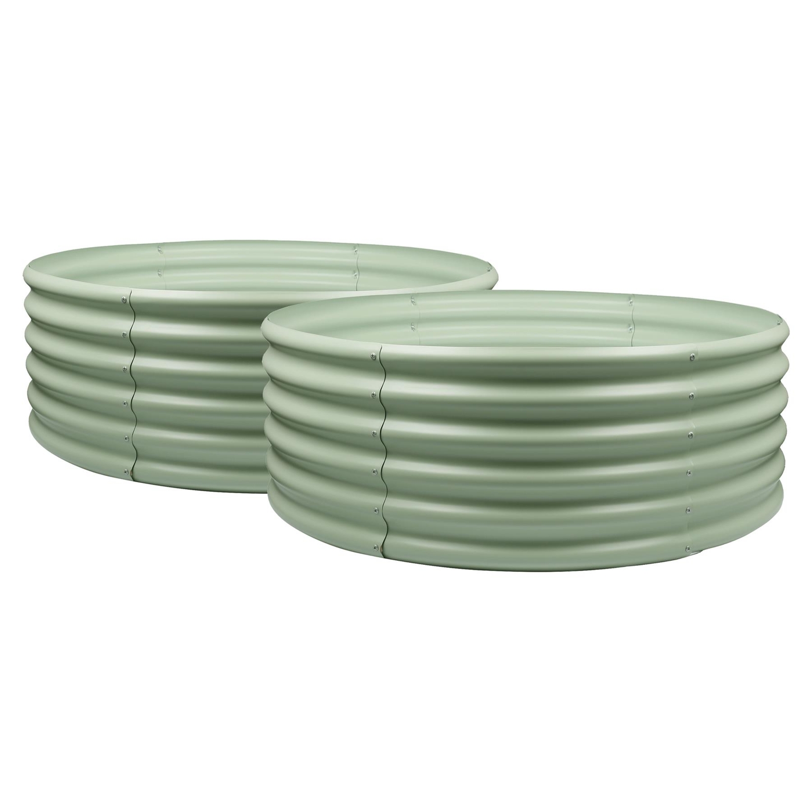 2x Round Raised Garden Beds 120cm x 45cm Green Galvanised Steel Planter