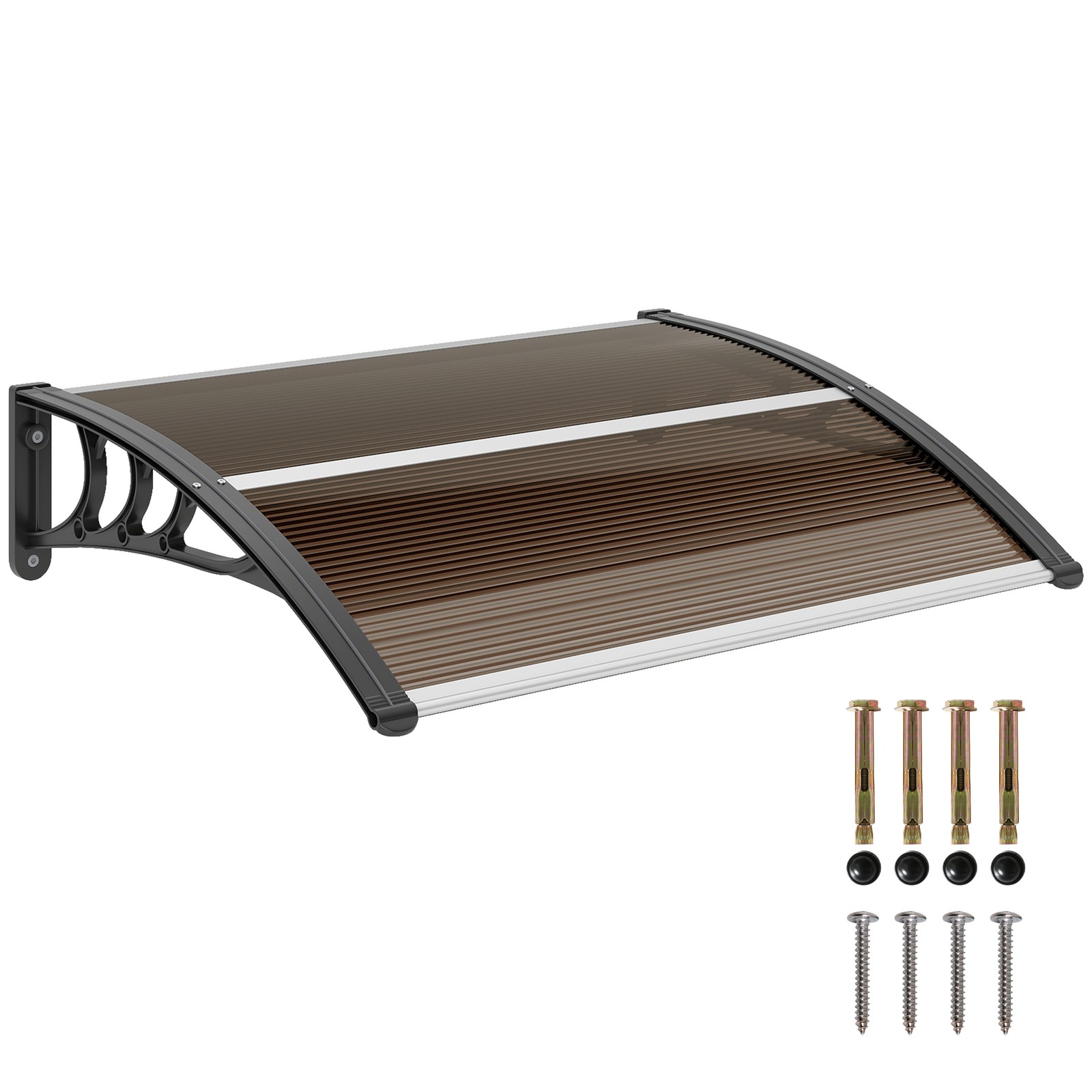 Outsunny Outdoor Window Door Canopy Fixed Awning Porch UV Water Cover Brown