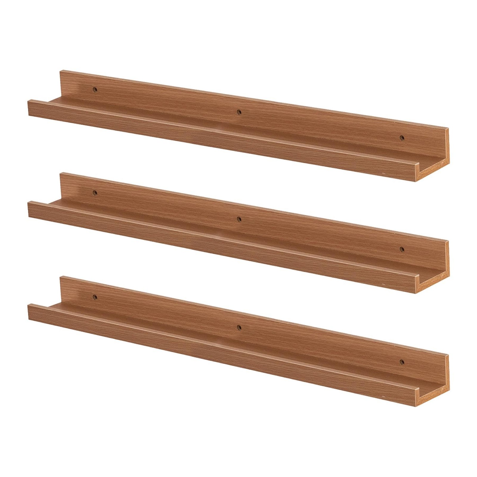 6x Picture Ledge Shelves Floating Wall Mounted Bookshelf Storage 57cm Brown