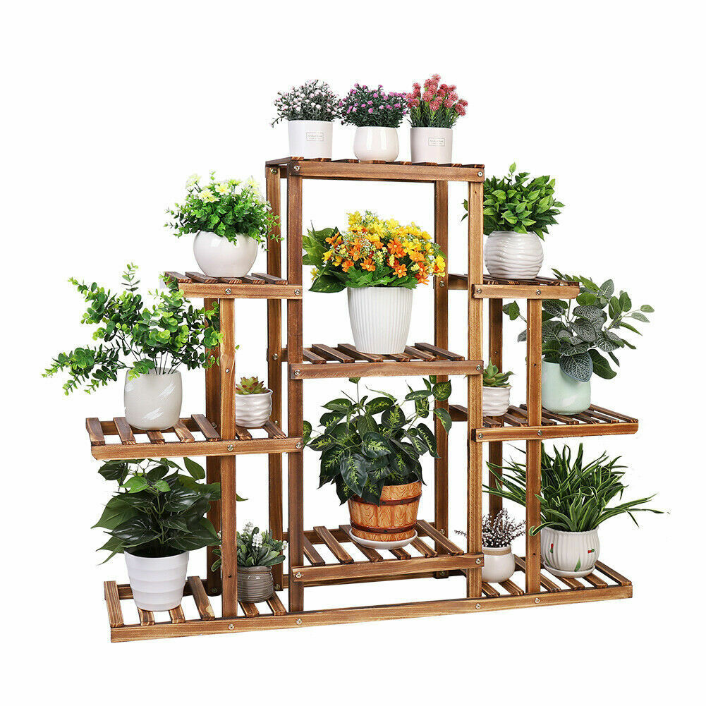 Moisture-proof Wooden Plant Pot Stand Rack Rustproof Flower Bonsai Display Shelf