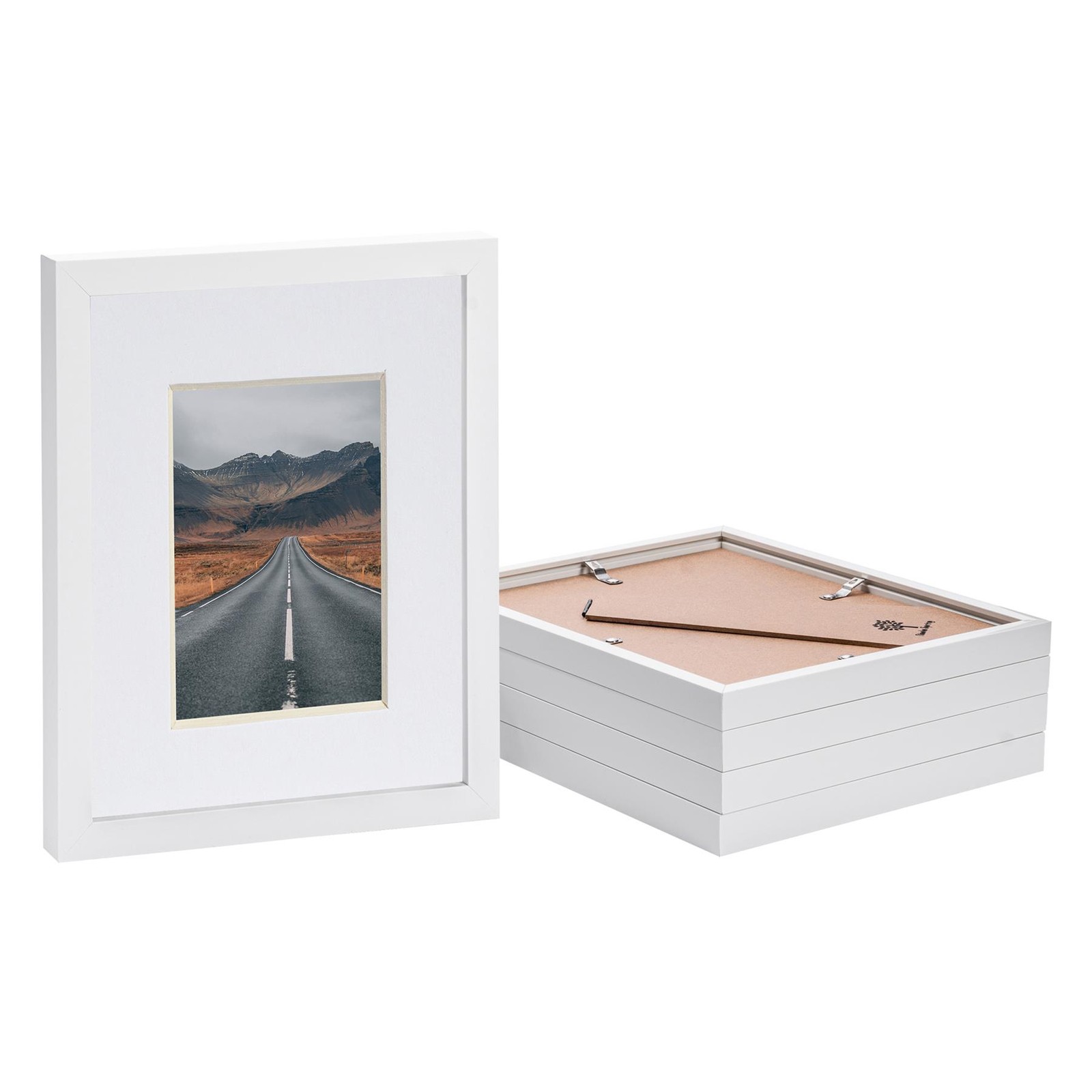 5x White 8" x 10" Photo Frames with White 4" x 6" Mount Picture Décor