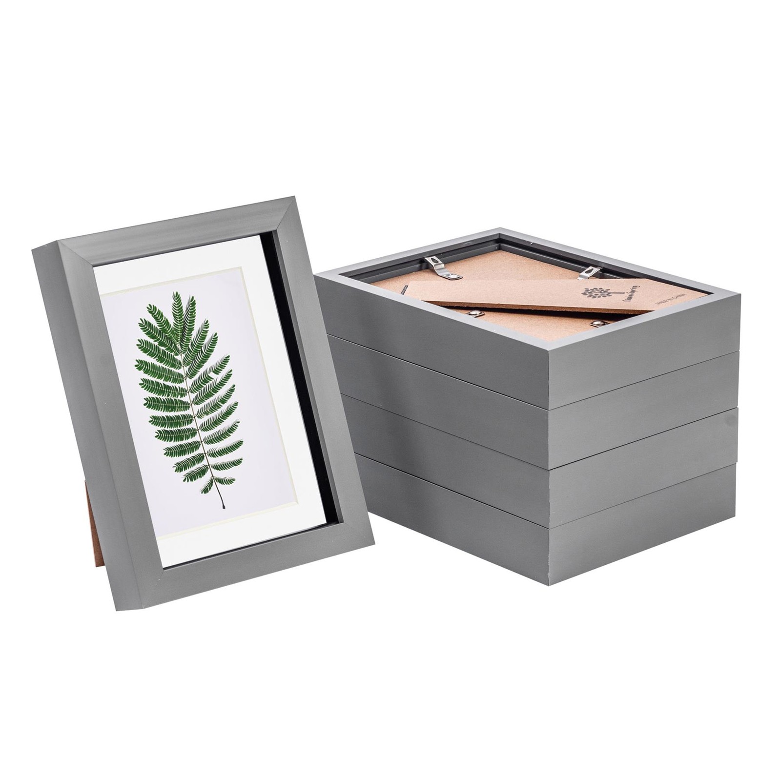 5x 3D Box Photo Frames Picture Display 5 x 7" with 4 x 6" Mount Grey/White
