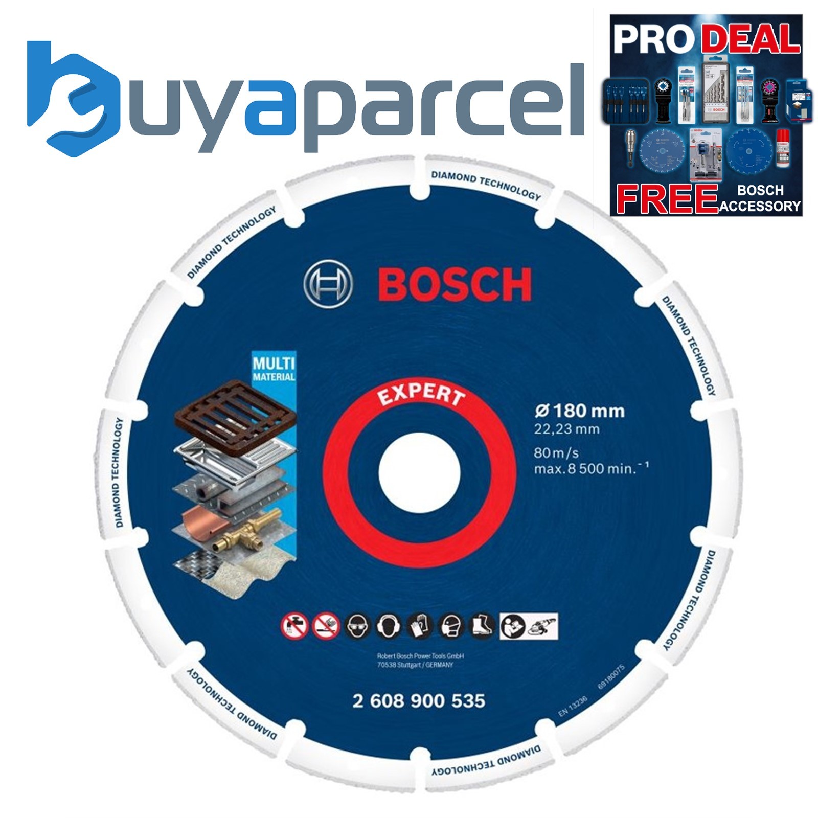 Bosch EXPERT Multi Material Diamond Metal Wheel Cutting Disc 9" 180mm x 22.23mm