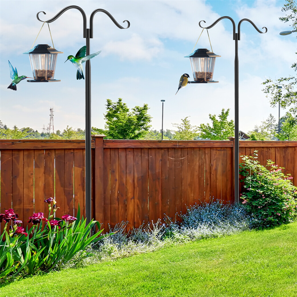2Pcs Heavy Duty Metal Garden Shepherd Crook Hooks Bird Feeder String Light Poles