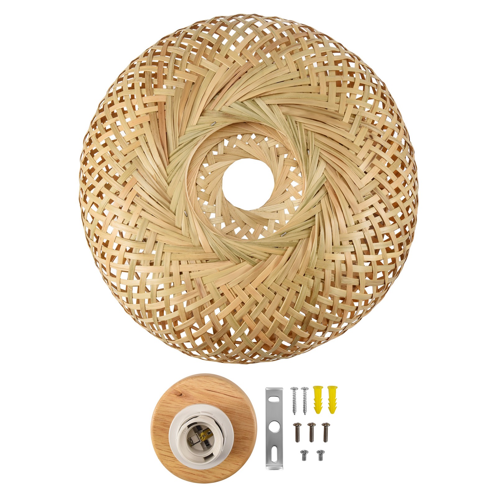 Bamboo Wicker Rattan Light Fixture Flush Mount Hanging Ceiling Lamp for5958