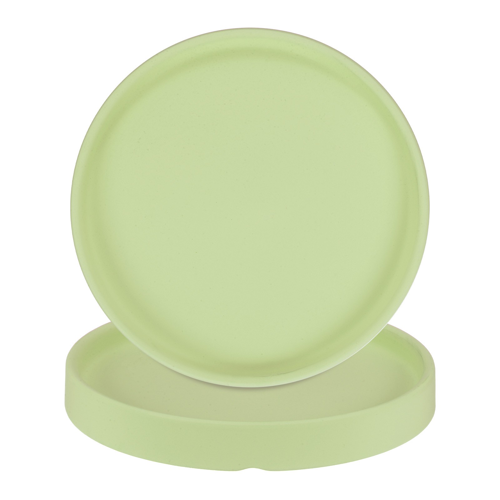 2-Pack Ceramic Plant Saucer, 6.3 Inch Saucer Drip [Round Matcha Green]