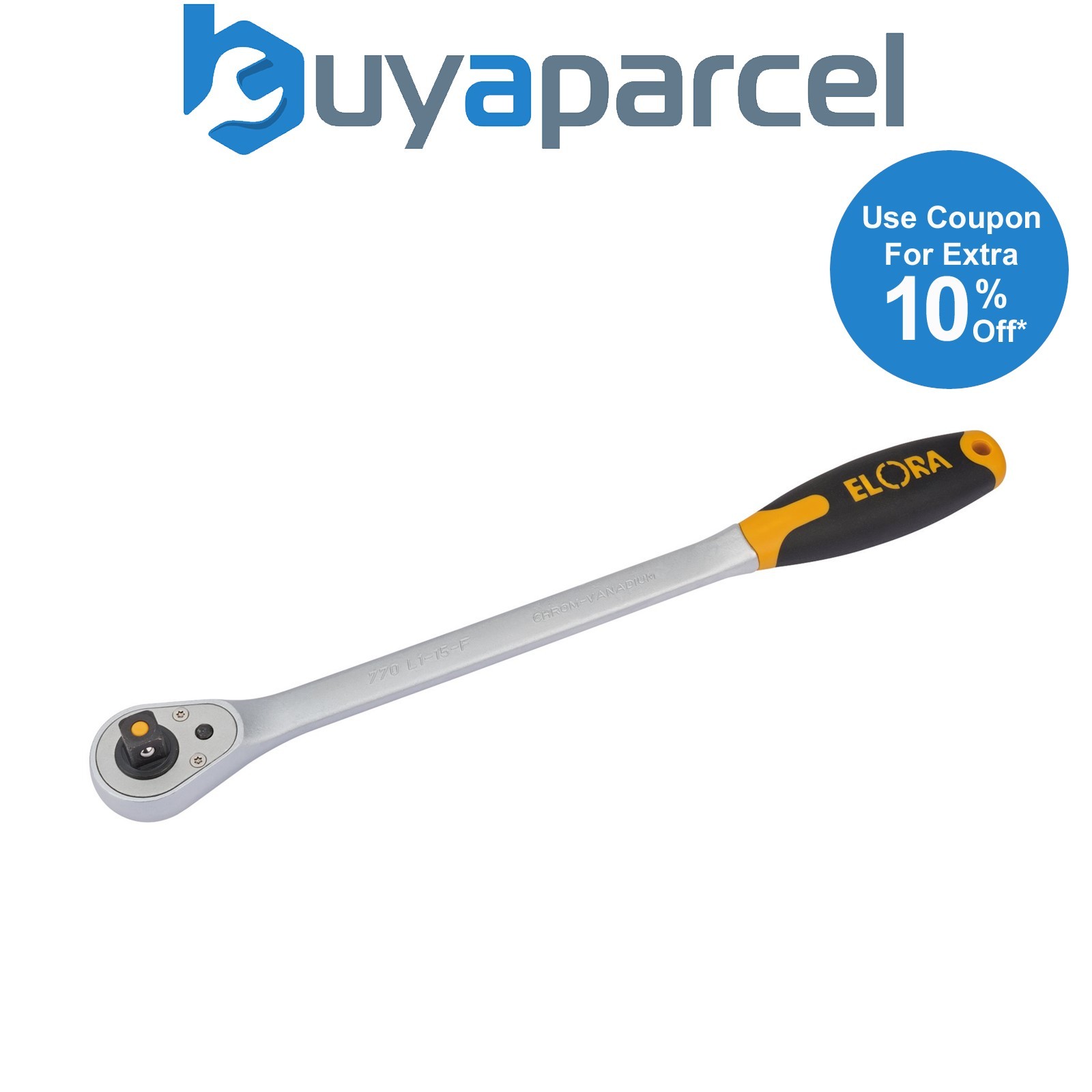 Draper 58747 Elora Quick Release Soft Grip Reversible Ratchet, 1/2" Sq. Dr., 375