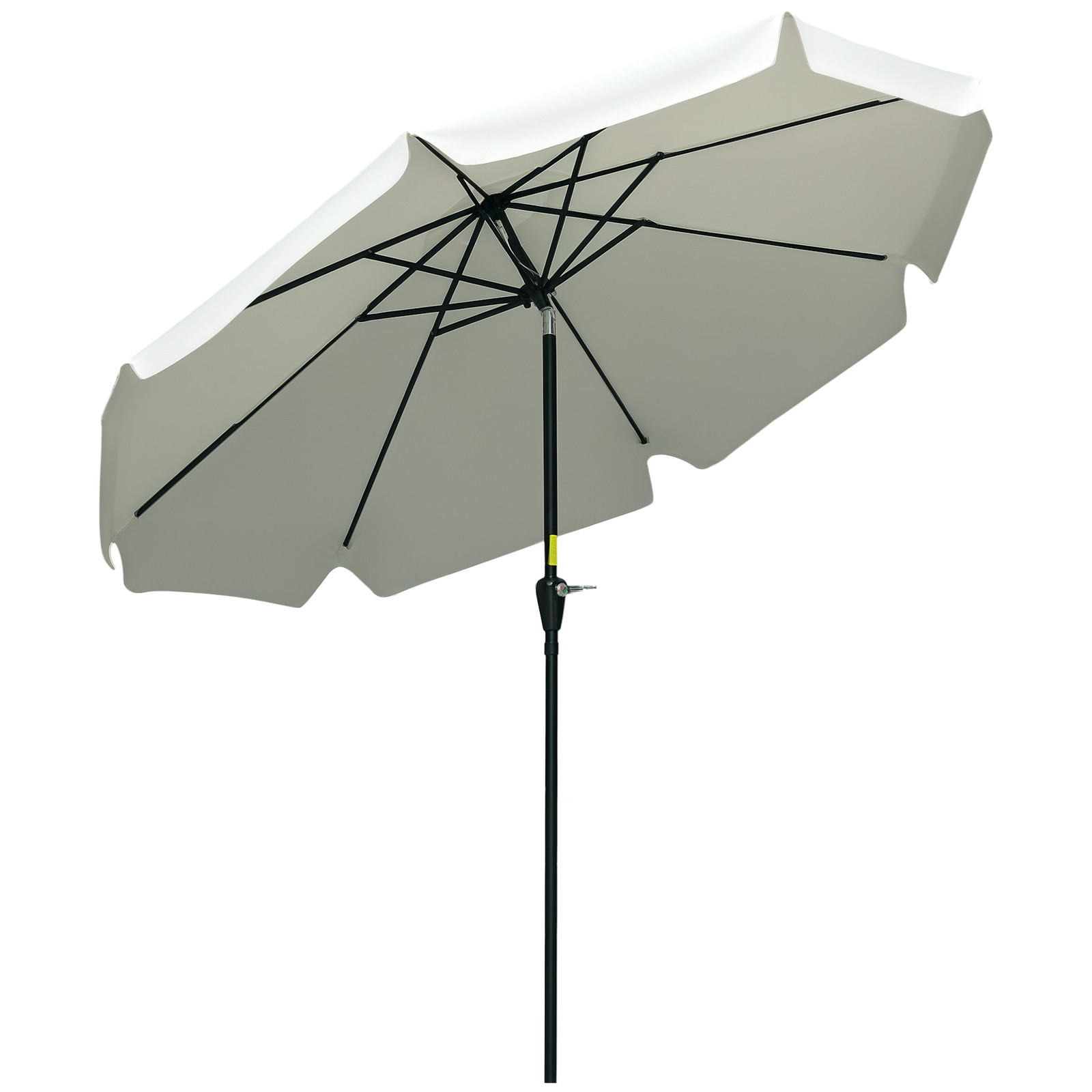 Outsunny 2.7m Patio Umbrella Garden Parasol with Crank, Ruffles, 8 Ribs, White