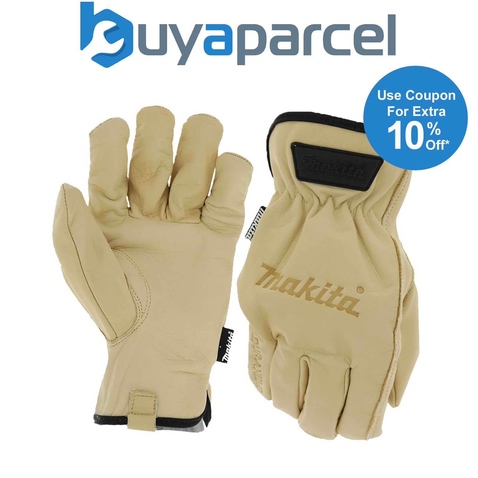 Makita P-84626 Cow Driver Gloves - Medium Pair - Genuine Durahide Leather