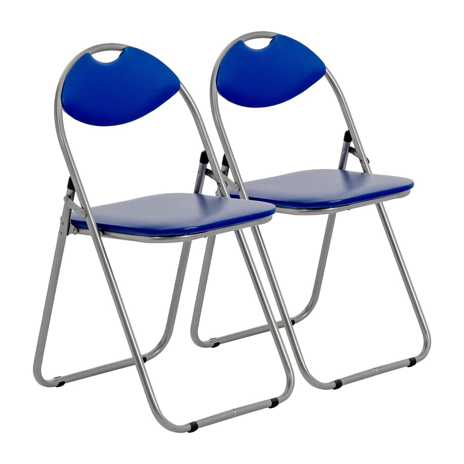 Folding Chairs Padded Faux Leather Studying Dining Office Event Chair Blue x2