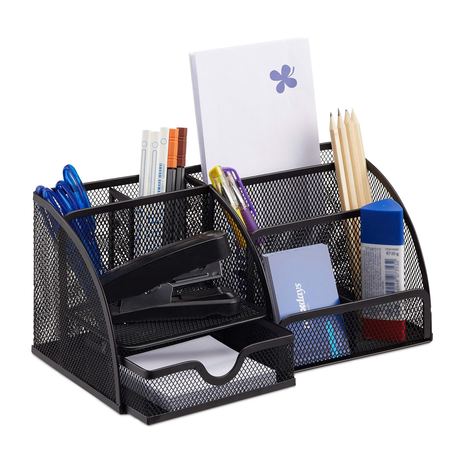 Relaxdays Desk Organizer, Metal, Black, 18 x 25.5 x 10.5 cm 18 x 25.5 x 10.5 cm