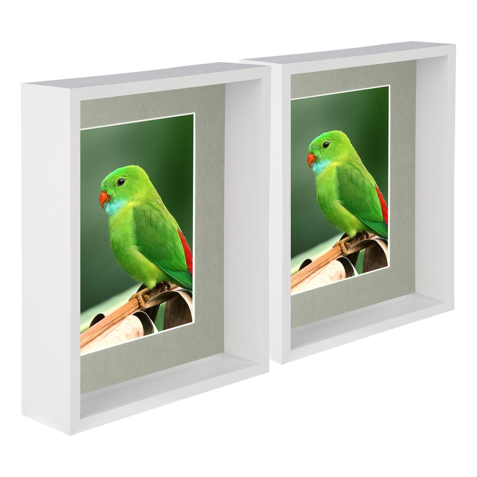 5x White 8" x 10" 3D Deep Box Photo Frames Grey 5" x 7" Mount Shadow Picture