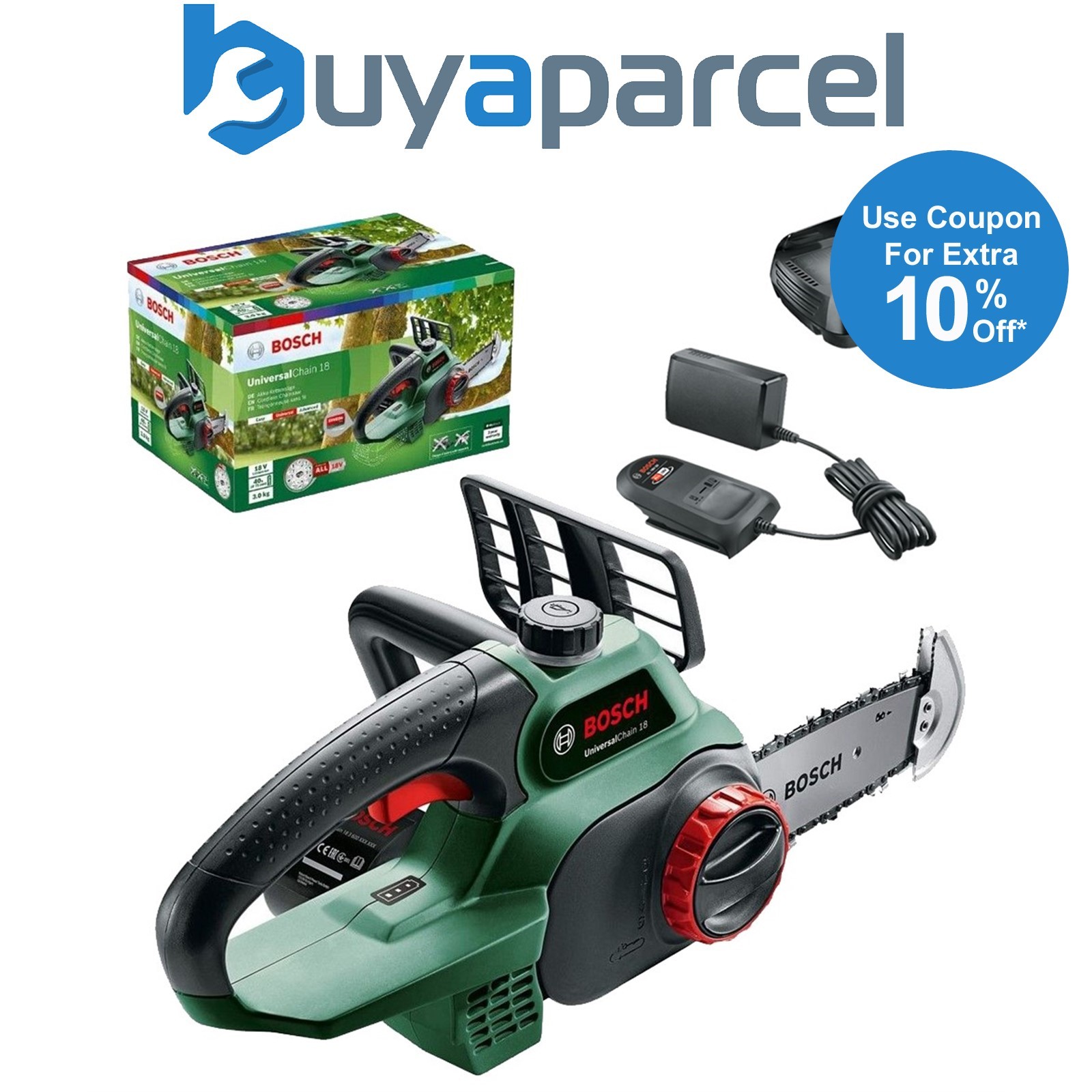 Bosch 06008B8001 18v Cordless Chainsaw 20cm UniversalChain + 2.5AH Battery Kit