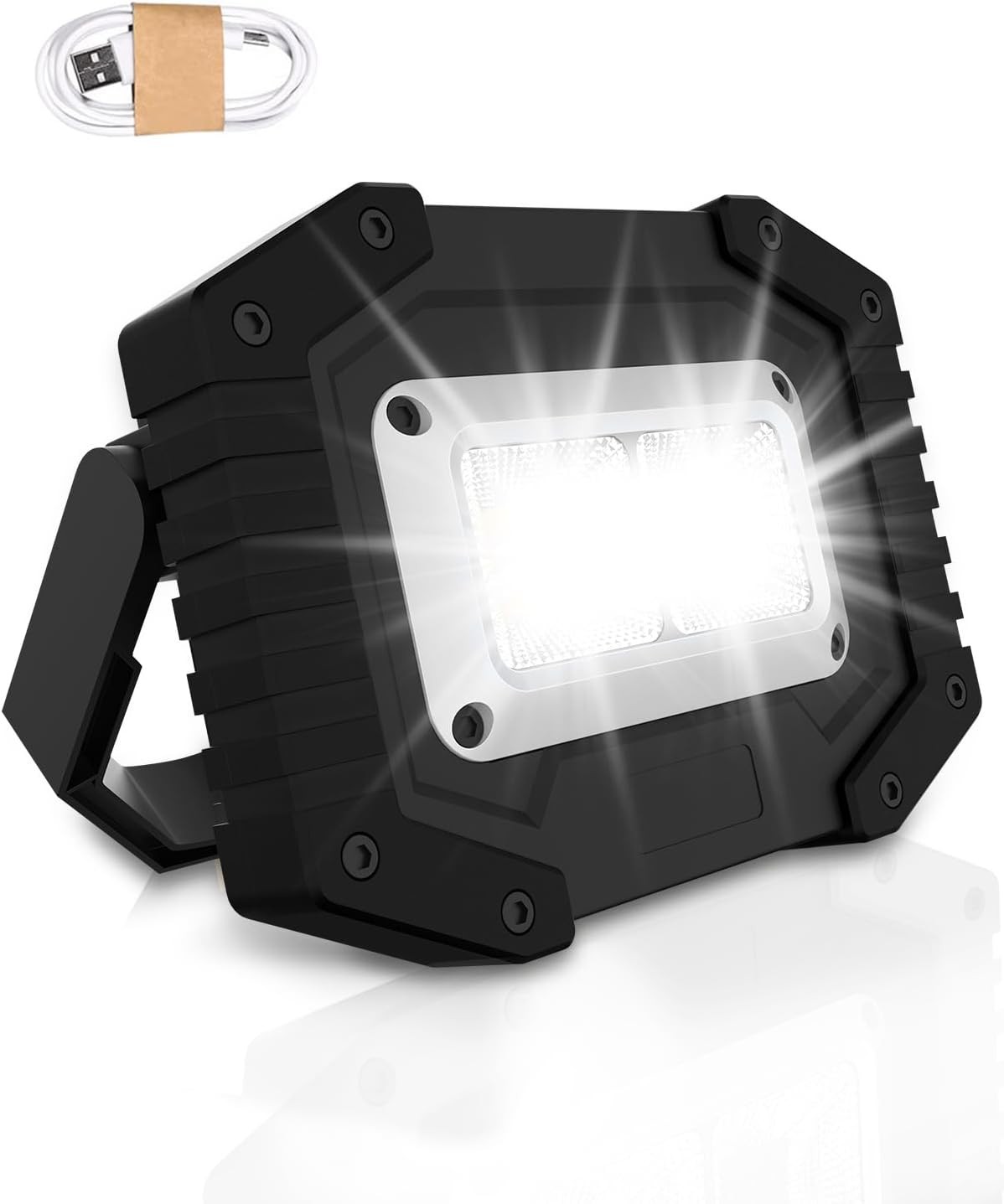 Rechargeable LED Work Light, 45W Portable Floodlight with 3 Modes and USB Charg