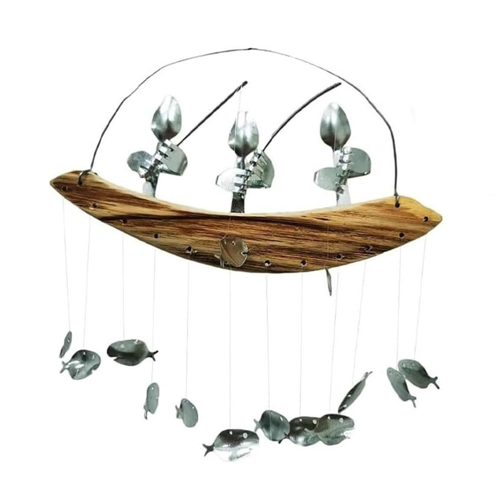 3X(Handcrafted Fisherman'S Spoon Fish Sculpture Wind Chime Spoon Fish2464