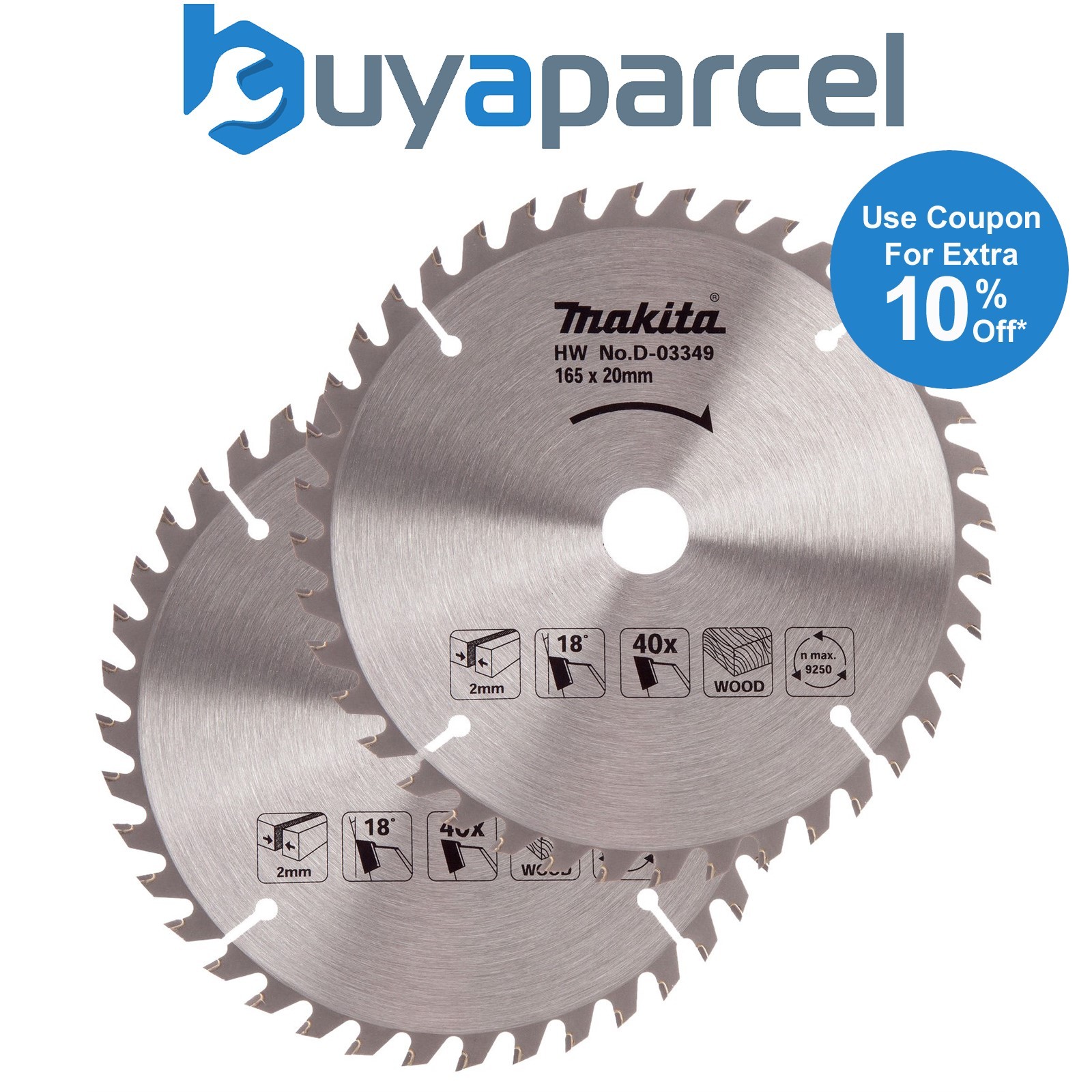 2x Makita D-03349 Circular Saw Blade 165 X 20 40 Teeth Suit DSS611 DSS610 DHS680