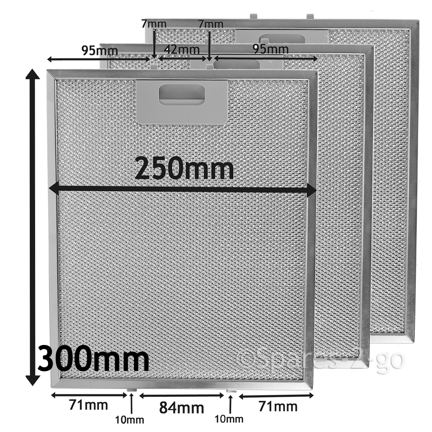 3 x UNIVERSAL Silver Cooker Hood Grease Filter Metal Mesh Filters 300 x 250 mm