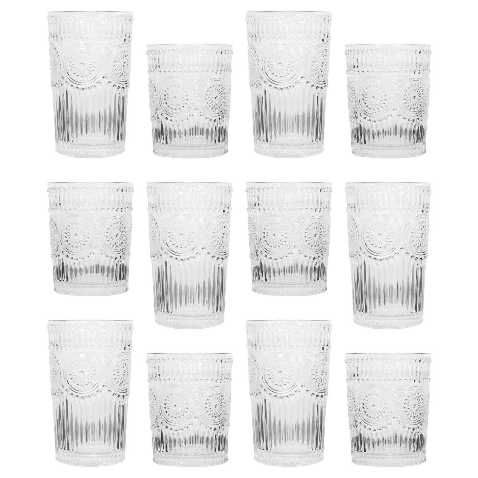 12pc Amore Glass Tumbler Set Clear Glass Water Juice Drinking Tumblers Set