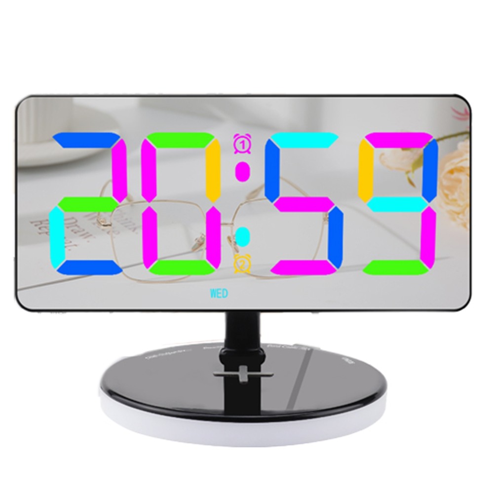 Digital Alarm Clock with Charging, Mirrored LED Clock for Bedroom Decor,4749