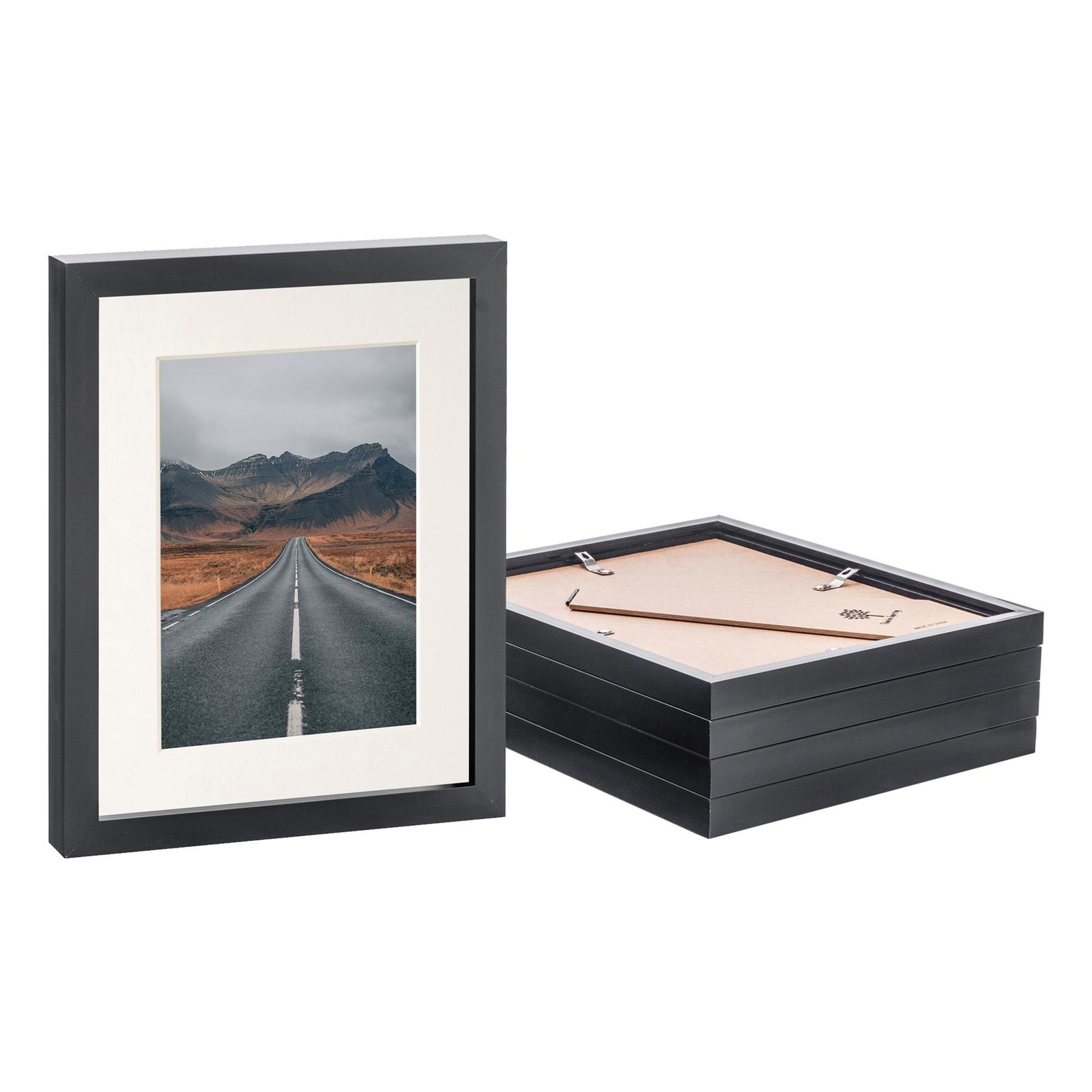 5x Black 8" x 10" Photo Frames with Ivory 5" x 7" Mount Picture Décor