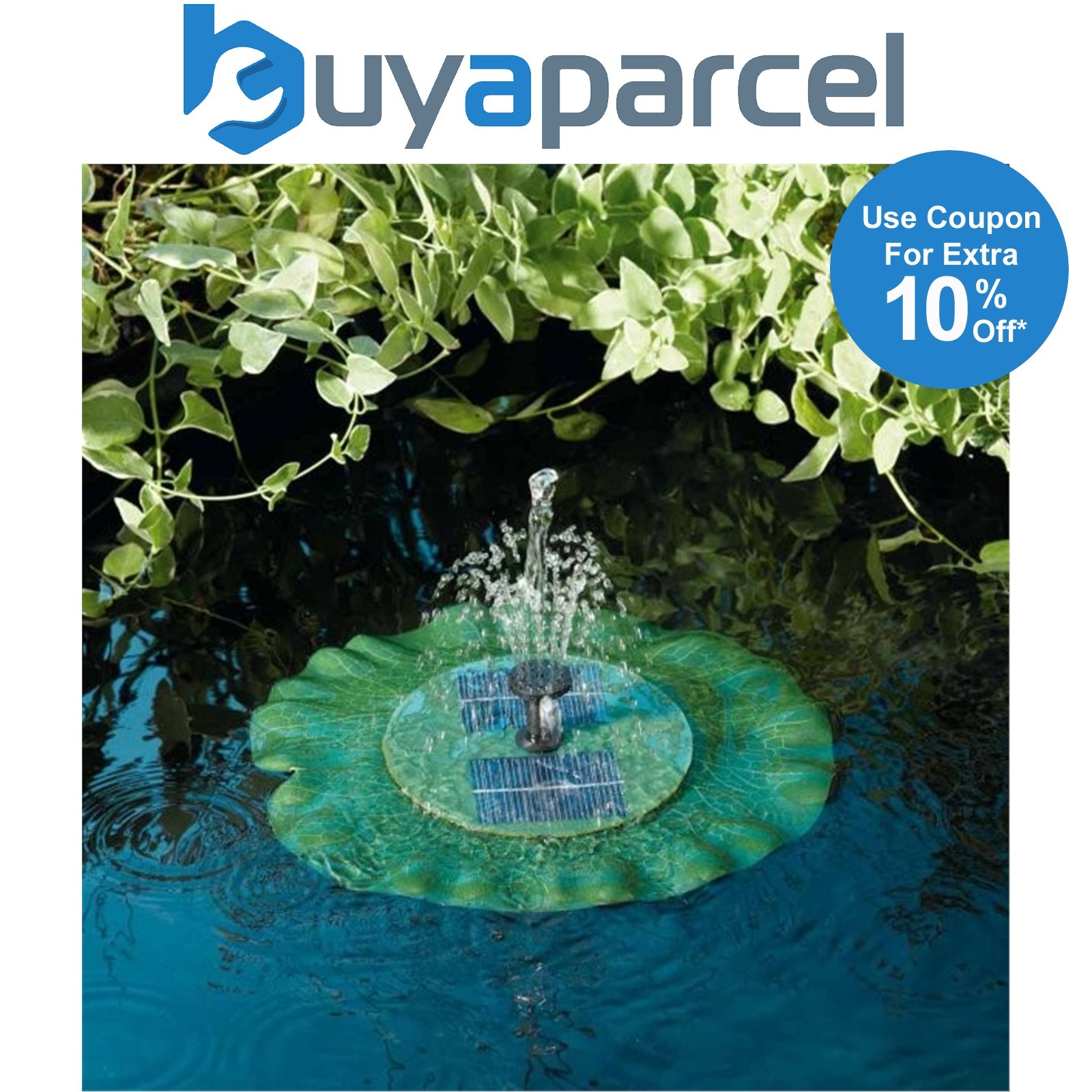 Smart Garden Solar Lily Pad Floating Pond Fountain Water Feature Jet 3 Effects