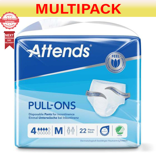 88 x Attends Pull Ons Adult Incontinence Pants Number 4 Size Medium 4 Pack of 22